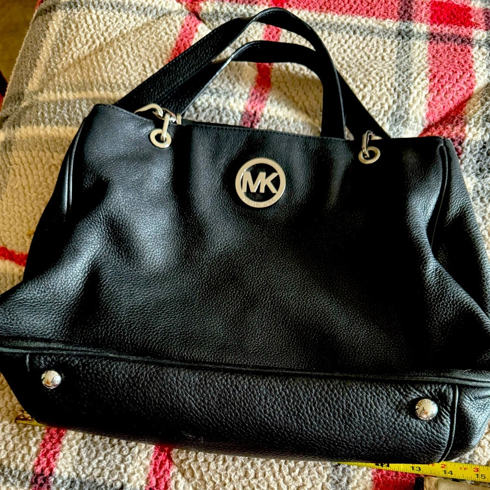 Black Michael Kors Tote with silver accents